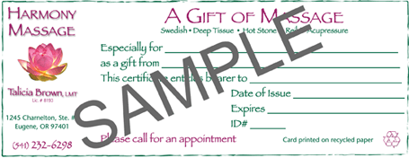 gift certificate sample